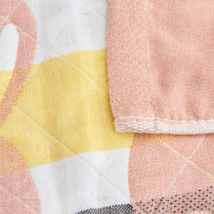 91家纺网 家纺一手货源 找家纺 朴尔家纺-毛巾被 2026新款三层纱布枕巾确认版 灯下萌宠-粉