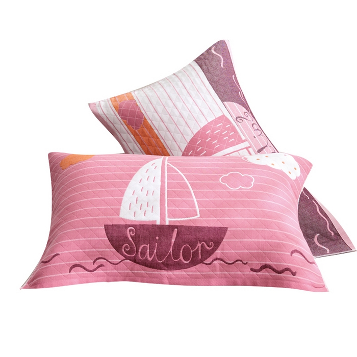 91家纺网 家纺一手货源 找家纺 朴尔家纺-毛巾被 2026新款三层纱布枕巾确认版 航行-粉