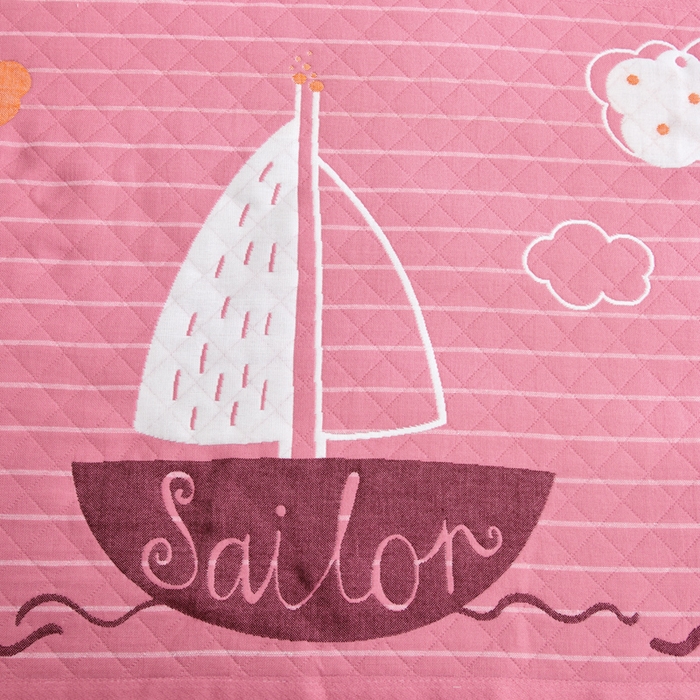 91家纺网 家纺一手货源 找家纺 朴尔家纺-毛巾被 2026新款三层纱布枕巾确认版 航行-粉