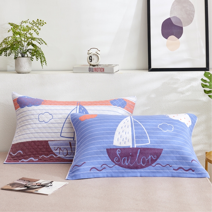 朴尔家纺-毛巾被 2026新款三层纱布枕巾确认版 航行-兰