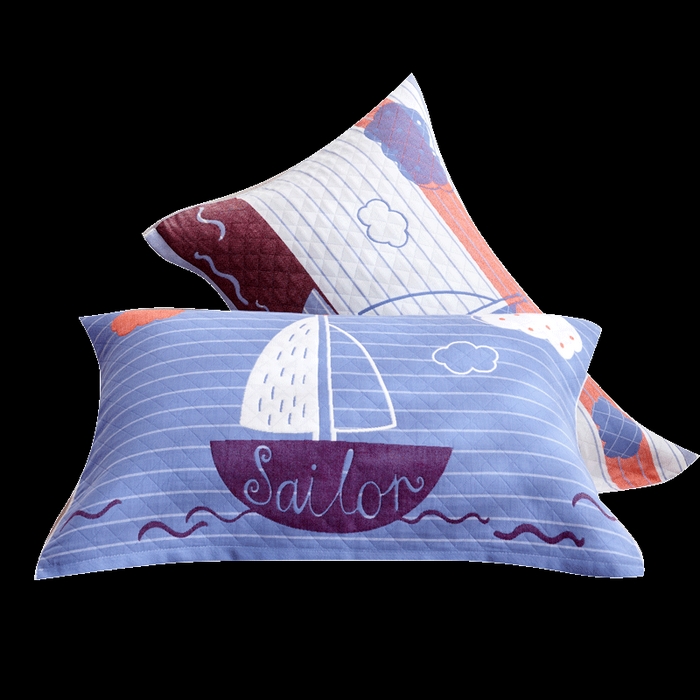 91家纺网 家纺一手货源 找家纺 朴尔家纺-毛巾被 2026新款三层纱布枕巾确认版 航行-兰