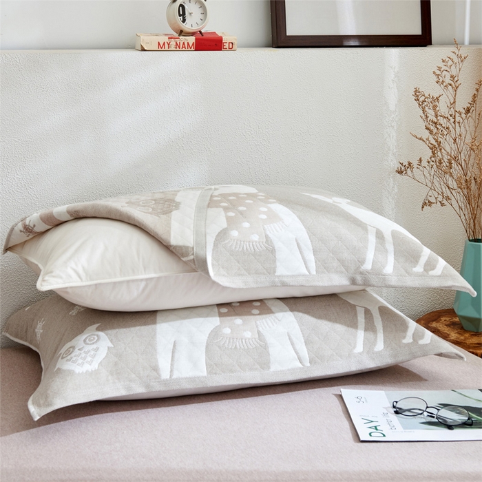 91家纺网 家纺一手货源 找家纺 朴尔家纺-毛巾被 2026新款三层纱布枕巾确认版 吉姆熊-灰