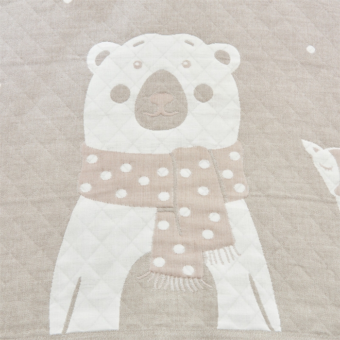 91家纺网 家纺一手货源 找家纺 朴尔家纺-毛巾被 2026新款三层纱布枕巾确认版 吉姆熊-灰