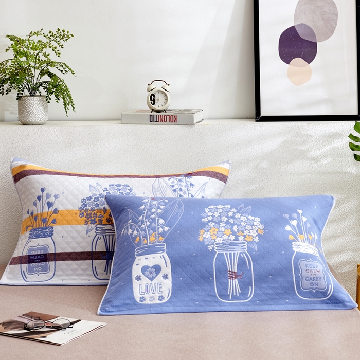 朴尔家纺-毛巾被 2026新款三层纱布枕巾确认版 瓶中花-兰