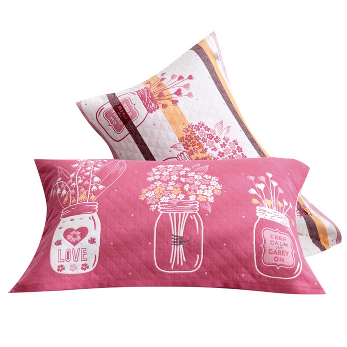 91家纺网 家纺一手货源 找家纺 朴尔家纺-毛巾被 2026新款三层纱布枕巾确认版 瓶中花-嫩粉