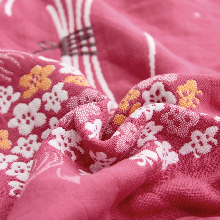 91家纺网 家纺一手货源 找家纺 朴尔家纺-毛巾被 2026新款三层纱布枕巾确认版 瓶中花-嫩粉