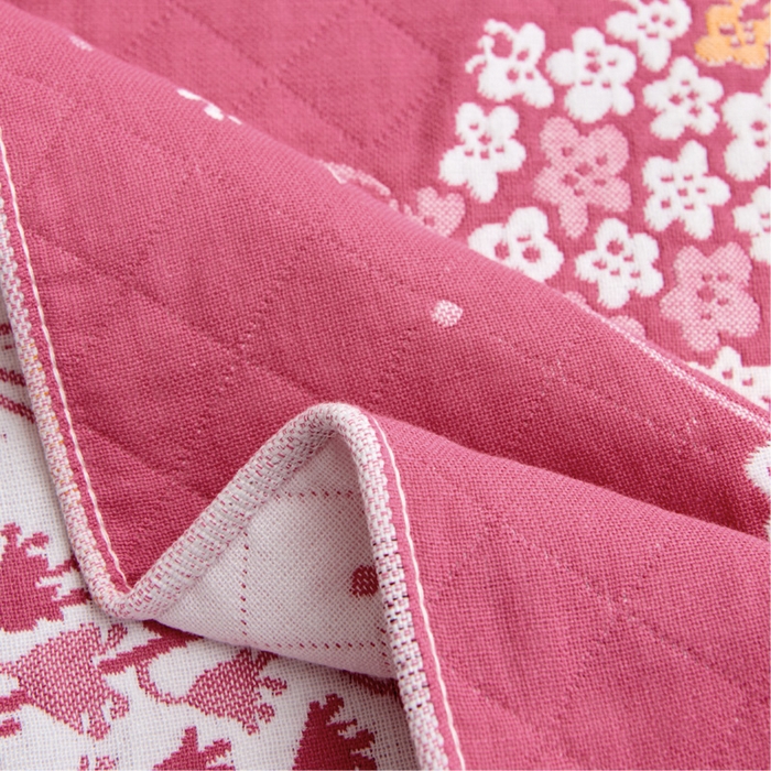91家纺网 家纺一手货源 找家纺 朴尔家纺-毛巾被 2026新款三层纱布枕巾确认版 瓶中花-嫩粉