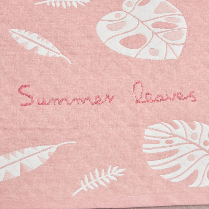 91家纺网 家纺一手货源 找家纺 朴尔家纺-毛巾被 2026新款三层纱布枕巾确认版 夏日芭蕉-粉