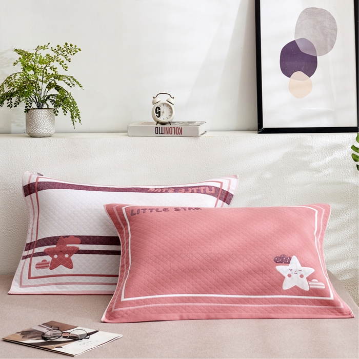 朴尔家纺-毛巾被 2026新款三层纱布枕巾确认版 小星星-粉