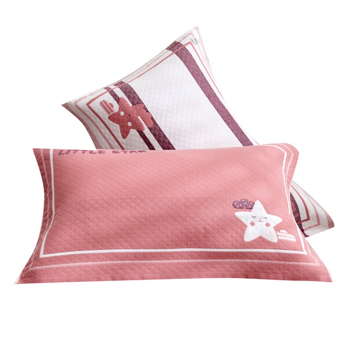 91家纺网 家纺一手货源 找家纺 朴尔家纺-毛巾被 2026新款三层纱布枕巾确认版 小星星-粉