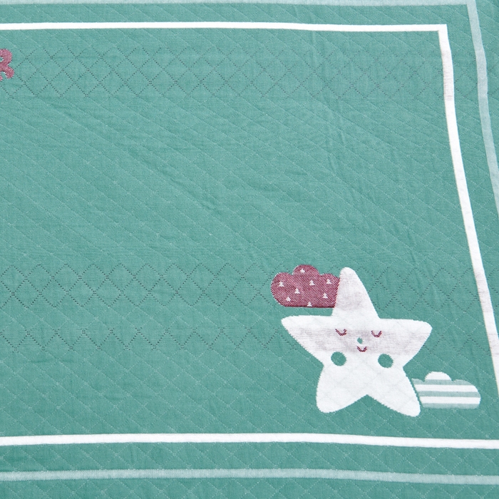 91家纺网 家纺一手货源 找家纺 朴尔家纺-毛巾被 2026新款三层纱布枕巾确认版 小星星-绿