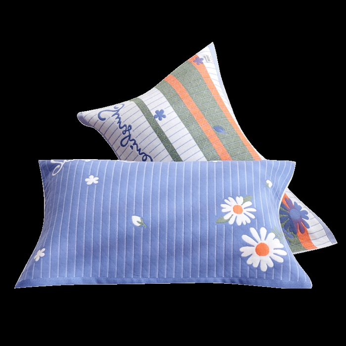 91家纺网 家纺一手货源 找家纺 朴尔家纺-毛巾被 2026新款三层纱布枕巾确认版 小野菊-兰