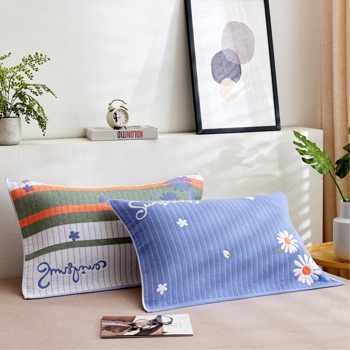 91家纺网 家纺一手货源 找家纺 朴尔家纺-毛巾被 2026新款三层纱布枕巾确认版 小野菊-兰