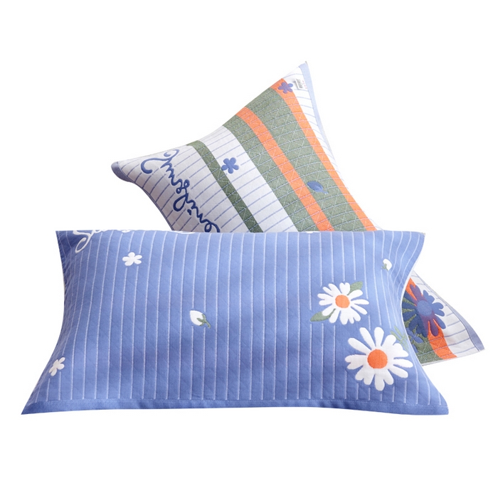 91家纺网 家纺一手货源 找家纺 朴尔家纺-毛巾被 2026新款三层纱布枕巾确认版 小野菊-兰