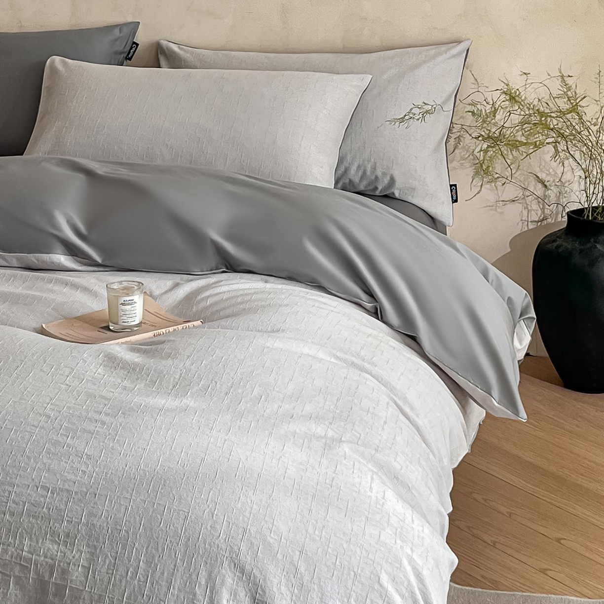 91家纺网 家纺一手货源 找家纺 涵宸家纺 2026新款全棉提花里拉系列四件套 凌维-灰