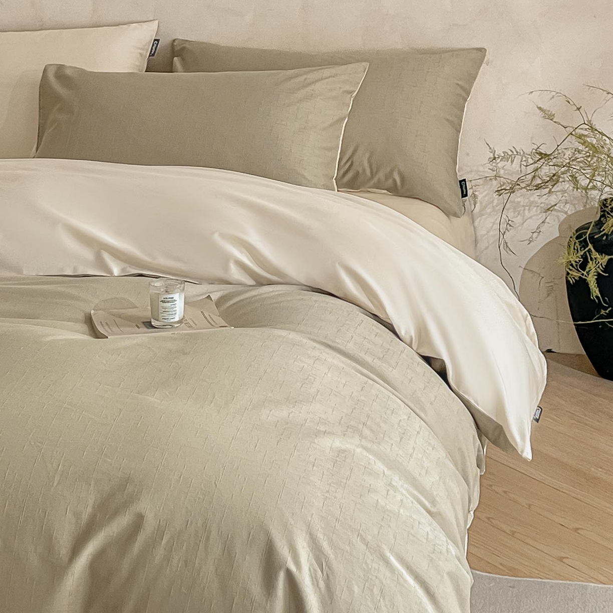 91家纺网 家纺一手货源 找家纺 涵宸家纺 2026新款全棉提花里拉系列四件套 凌维-绿