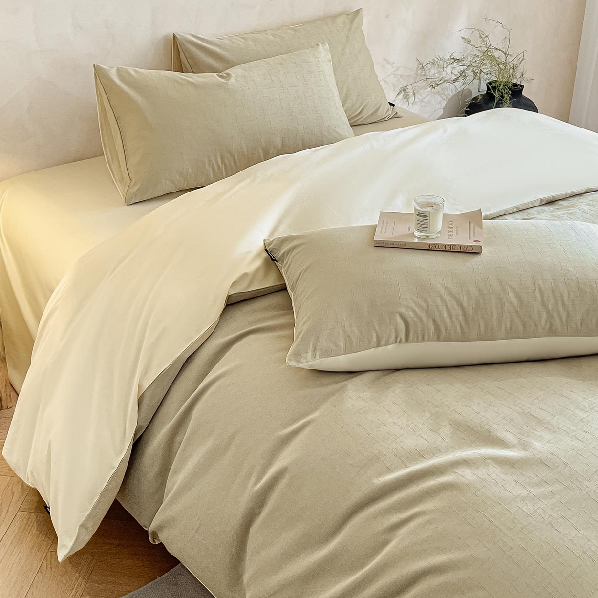 91家纺网 家纺一手货源 找家纺 涵宸家纺 2026新款全棉提花里拉系列四件套 凌维-绿