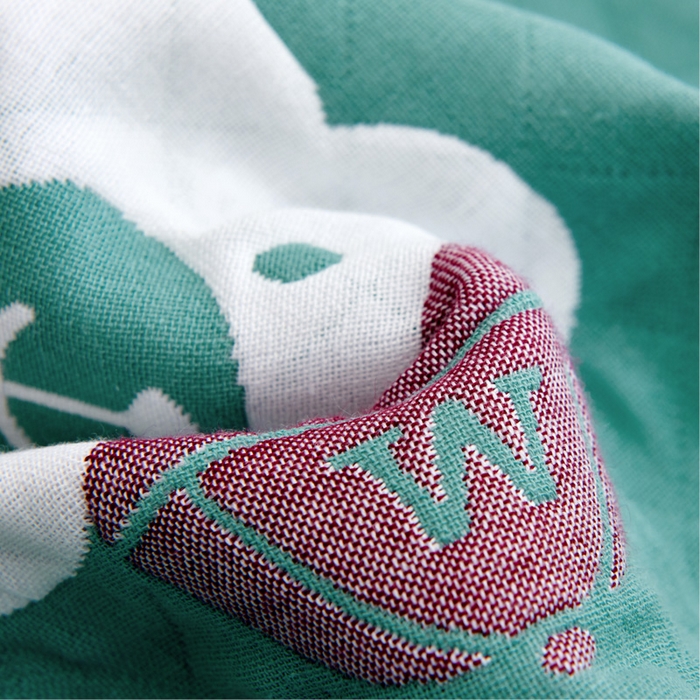 91家纺网 家纺一手货源 找家纺 朴尔家纺-毛巾被 2026新款三层纱布枕巾确认版 阳光熊-绿