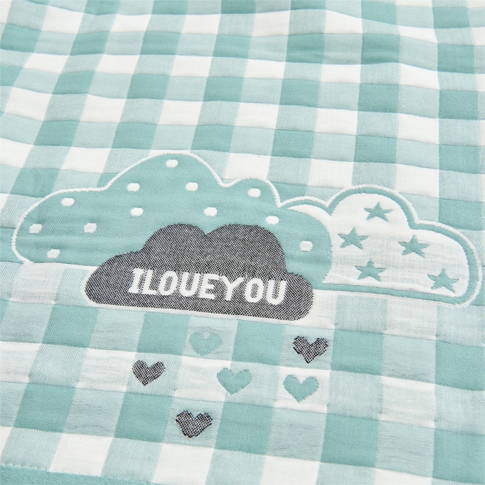 91家纺网 家纺一手货源 找家纺 朴尔家纺-毛巾被 2026新款三层纱布枕巾确认版 云朵-绿