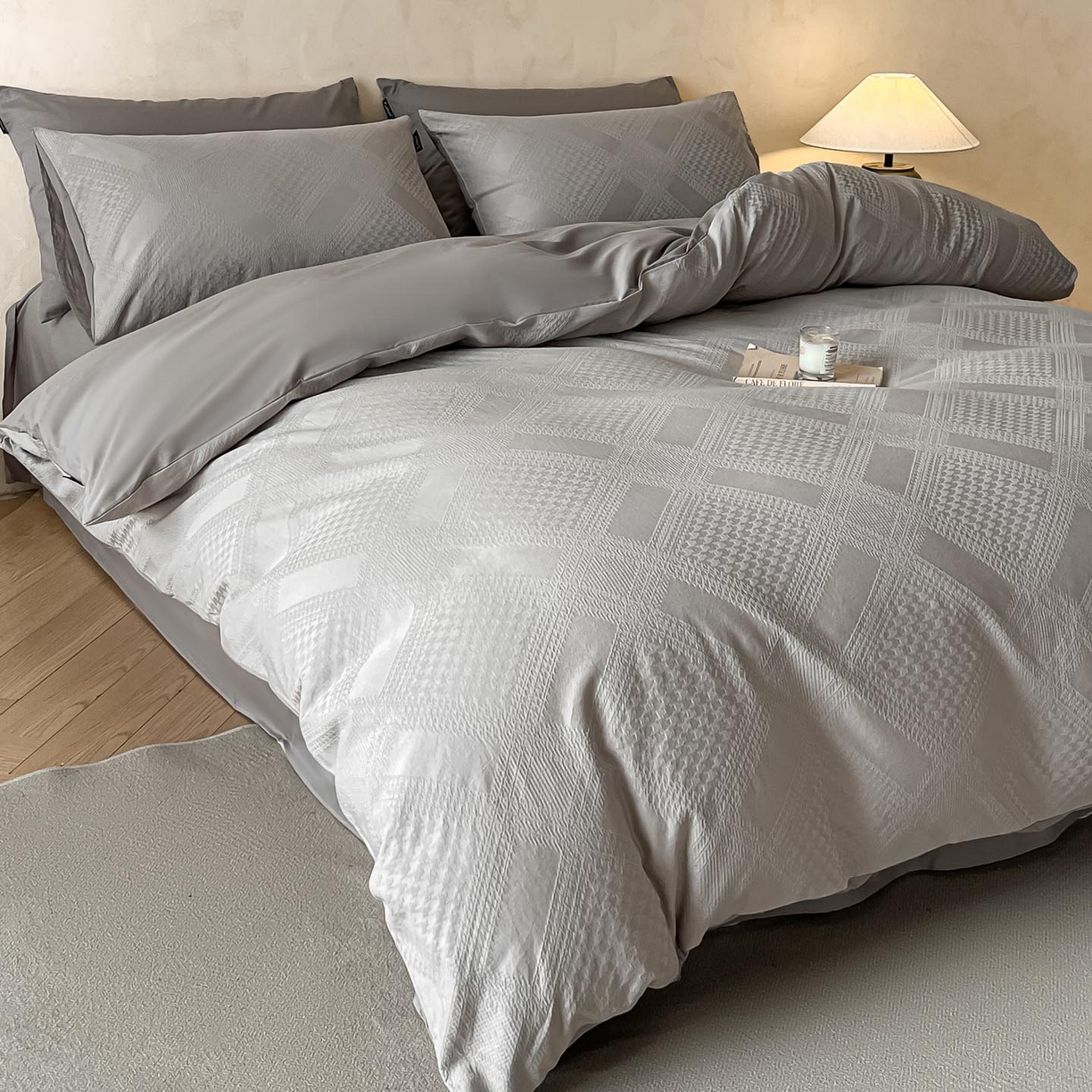 91家纺网 家纺一手货源 找家纺 涵宸家纺 2026新款全棉提花里拉系列四件套 千喜格