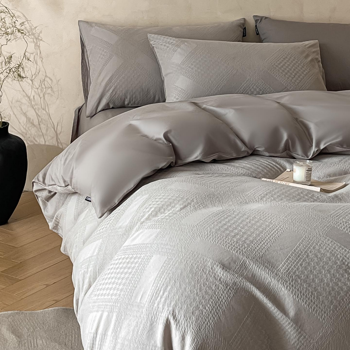 91家纺网 家纺一手货源 找家纺 涵宸家纺 2026新款全棉提花里拉系列四件套 千喜格