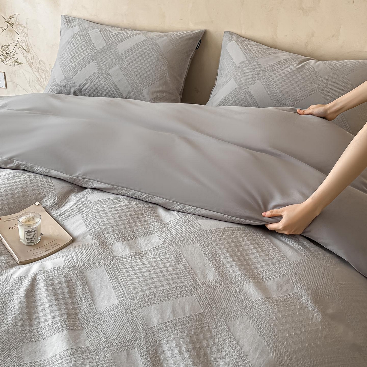 91家纺网 家纺一手货源 找家纺 涵宸家纺 2026新款全棉提花里拉系列四件套 千喜格