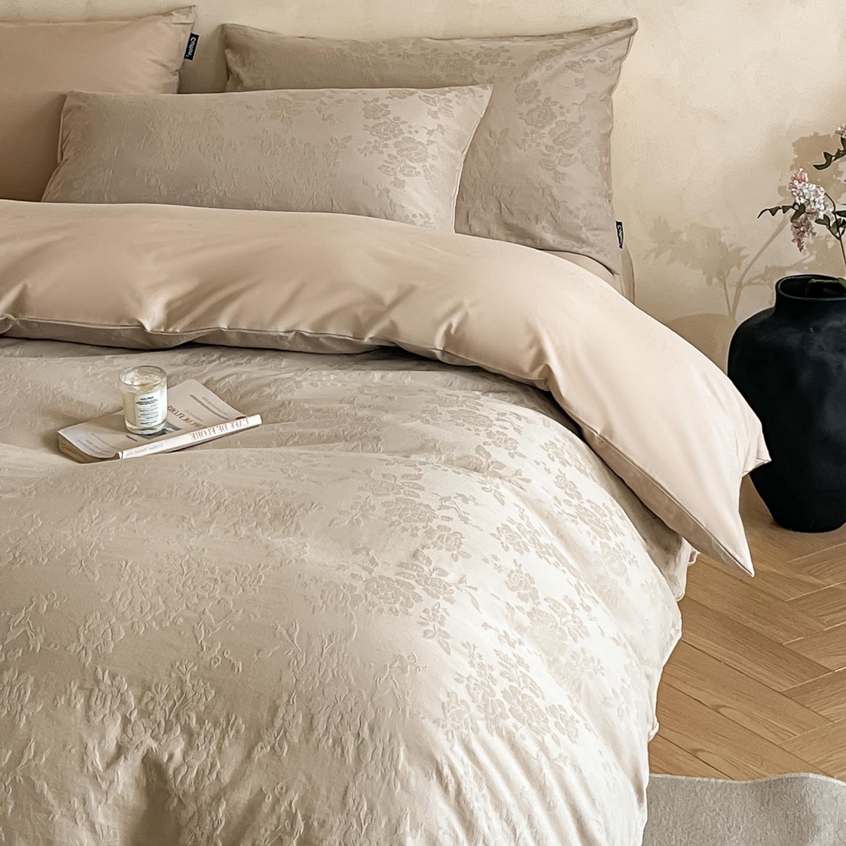 91家纺网 家纺一手货源 找家纺 涵宸家纺 2026新款全棉提花里拉系列四件套 山慕色