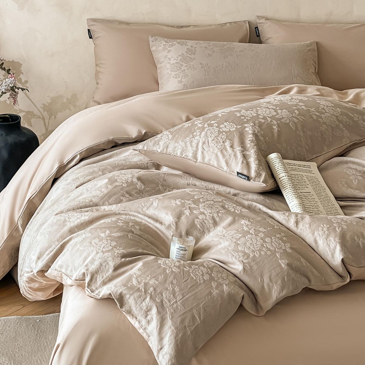 91家纺网 家纺一手货源 找家纺 涵宸家纺 2026新款全棉提花里拉系列四件套 山慕色