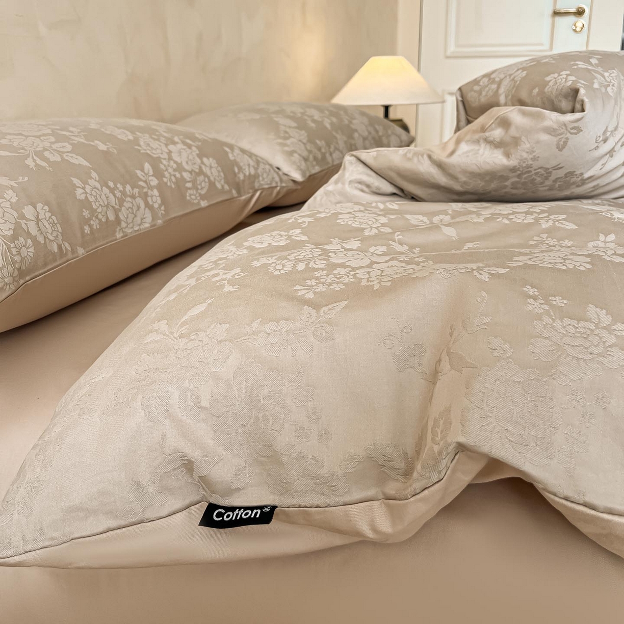 91家纺网 家纺一手货源 找家纺 涵宸家纺 2026新款全棉提花里拉系列四件套 山慕色