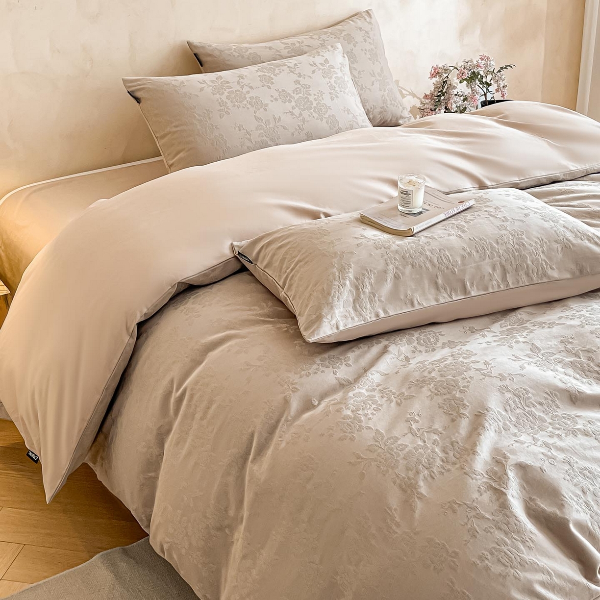 91家纺网 家纺一手货源 找家纺 涵宸家纺 2026新款全棉提花里拉系列四件套 山慕色