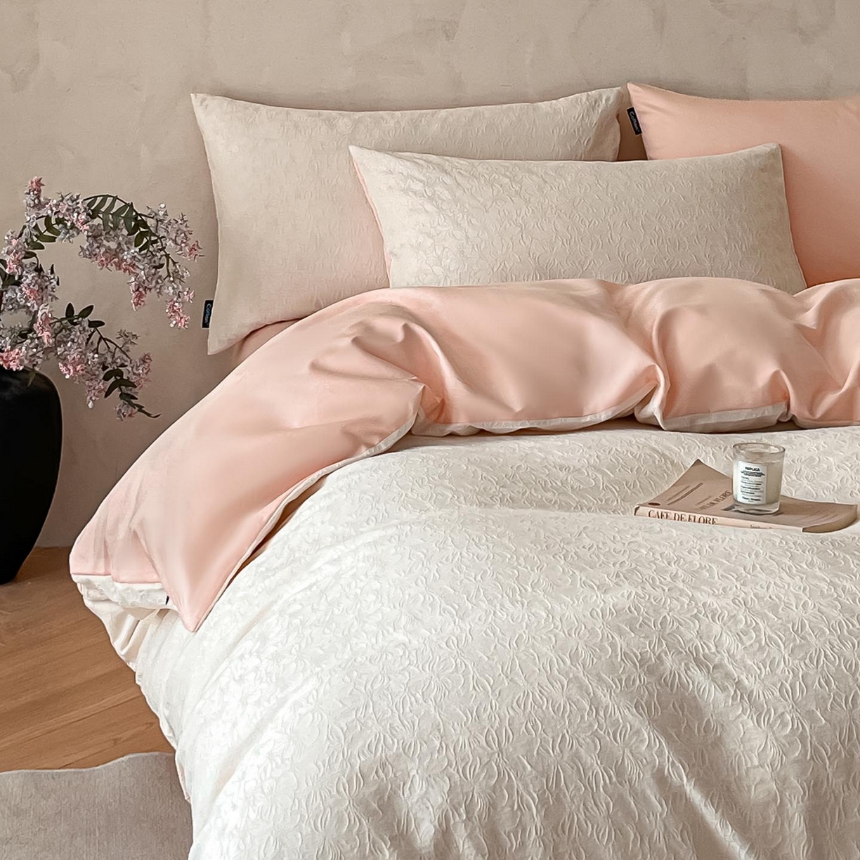 91家纺网 家纺一手货源 找家纺 涵宸家纺 2026新款全棉提花里拉系列四件套 微芒