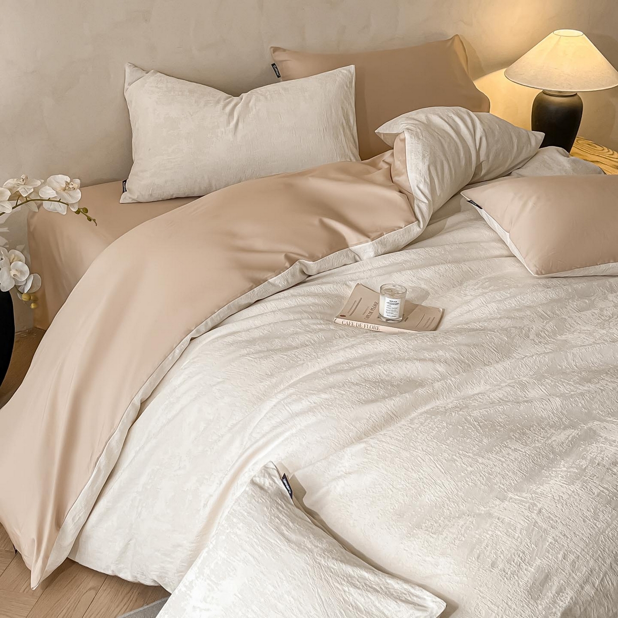 91家纺网 家纺一手货源 找家纺 涵宸家纺 2026新款全棉提花里拉系列四件套 雾絮-奶白