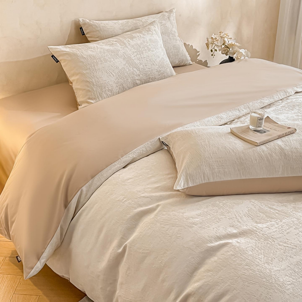 91家纺网 家纺一手货源 找家纺 涵宸家纺 2026新款全棉提花里拉系列四件套 雾絮-奶白