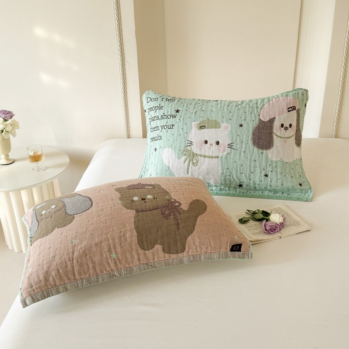 91家纺网 家纺一手货源 找家纺 （总）朴尔家纺-毛巾被 2026新款全棉欣软系列定位四层加厚柔软纱布枕巾