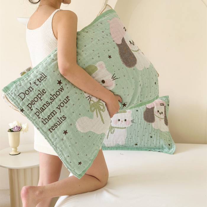 91家纺网 家纺一手货源 找家纺 （总）朴尔家纺-毛巾被 2026新款全棉欣软系列定位四层加厚柔软纱布枕巾