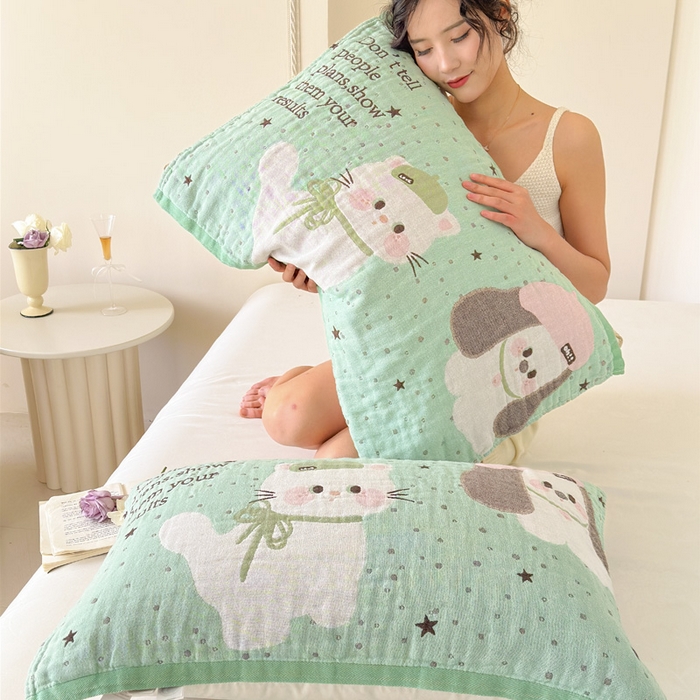 91家纺网 家纺一手货源 找家纺 （总）朴尔家纺-毛巾被 2026新款全棉欣软系列定位四层加厚柔软纱布枕巾