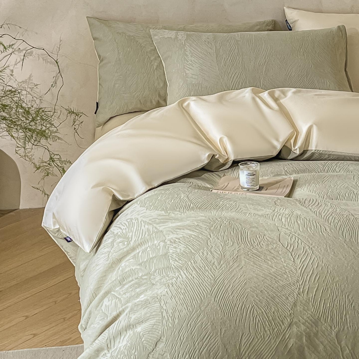 91家纺网 家纺一手货源 找家纺 涵宸家纺 2026新款全棉提花里拉系列四件套 织羽