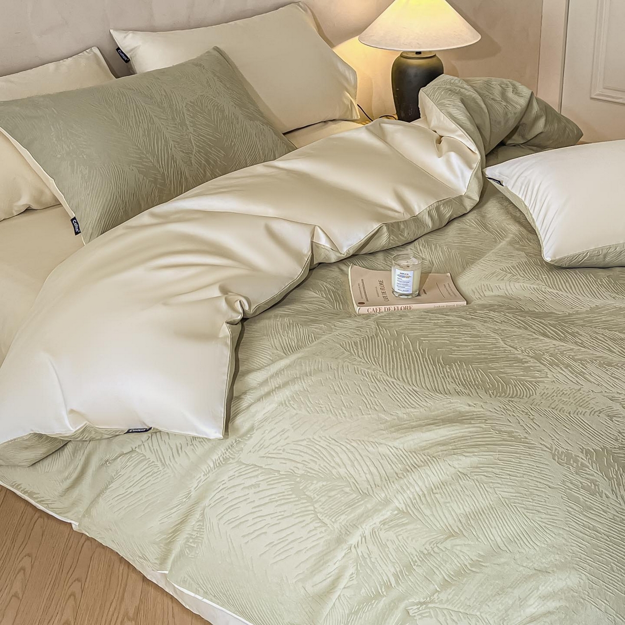 91家纺网 家纺一手货源 找家纺 涵宸家纺 2026新款全棉提花里拉系列四件套 织羽