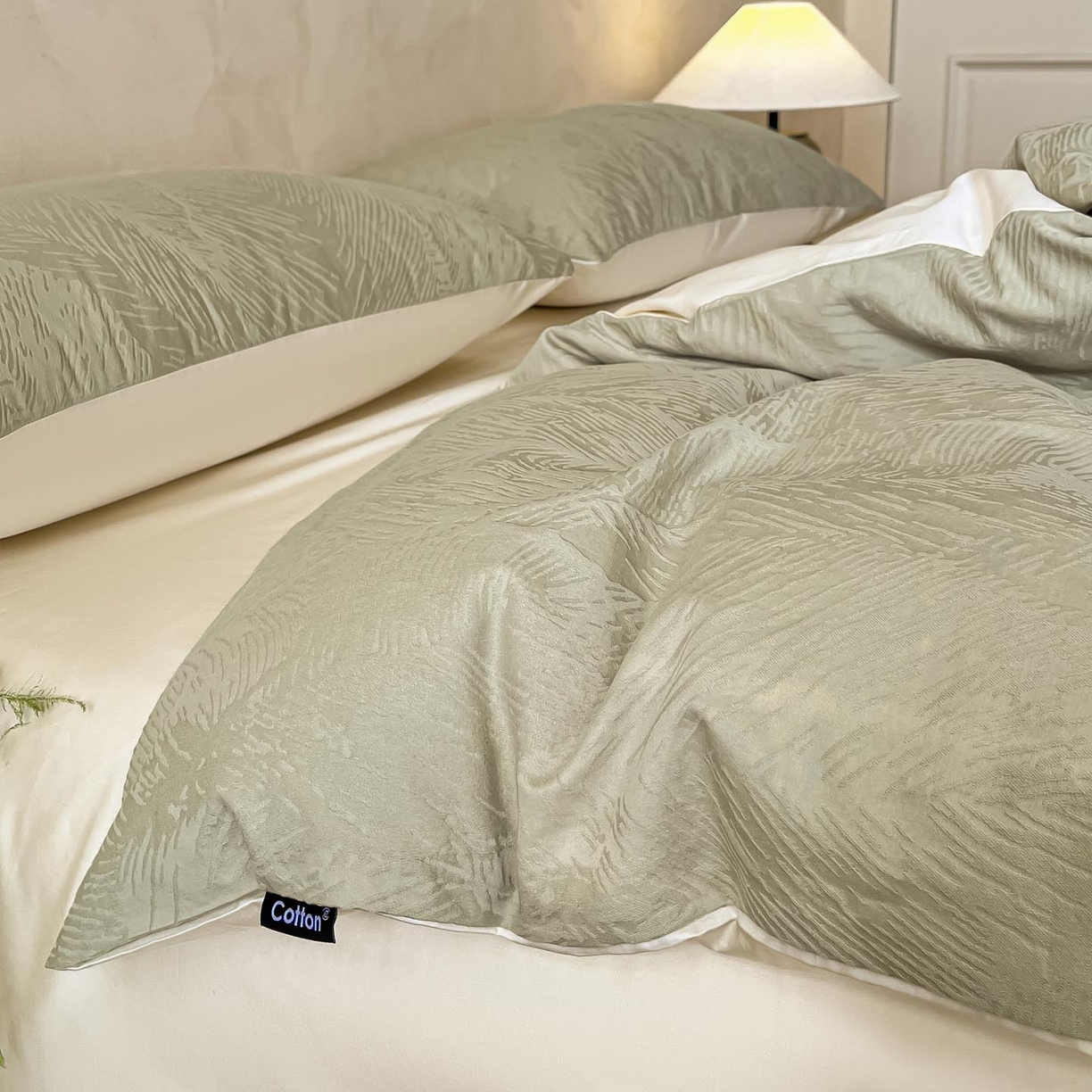 91家纺网 家纺一手货源 找家纺 涵宸家纺 2026新款全棉提花里拉系列四件套 织羽