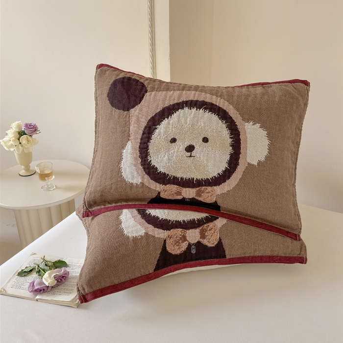 91家纺网 家纺一手货源 找家纺 朴尔家纺-毛巾被 2026新款全棉欣软系列定位四层加厚柔软纱布枕巾 毛毛球