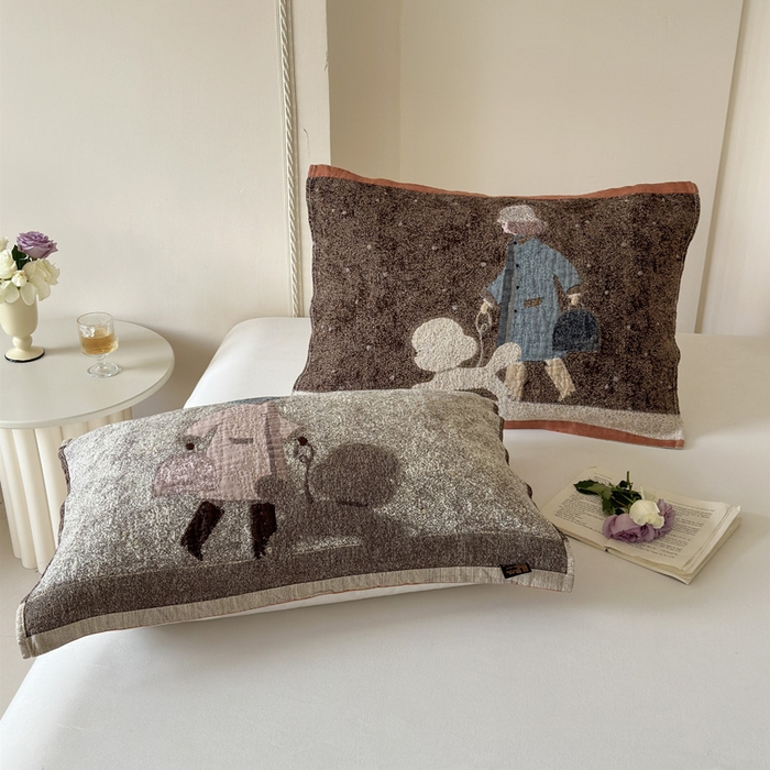 91家纺网 家纺一手货源 找家纺 朴尔家纺-毛巾被 2026新款全棉欣软系列定位四层加厚柔软纱布枕巾 贵贵狗