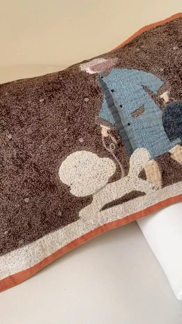 91家纺网 家纺一手货源 找家纺 朴尔家纺-毛巾被 2026新款全棉欣软系列定位四层加厚柔软纱布枕巾 贵贵狗