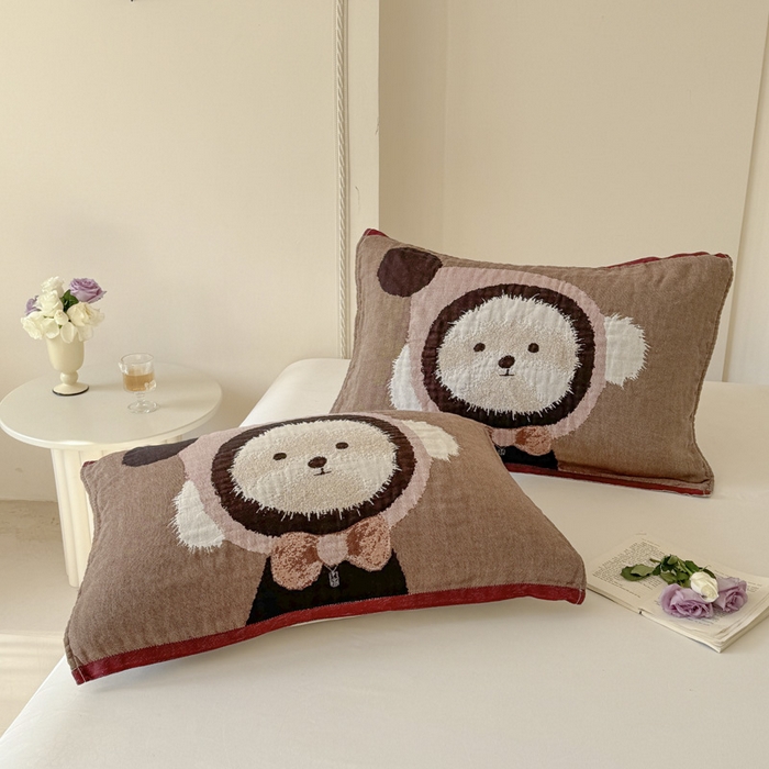 91家纺网 家纺一手货源 找家纺 朴尔家纺-毛巾被 2026新款全棉欣软系列定位四层加厚柔软纱布枕巾 毛毛球