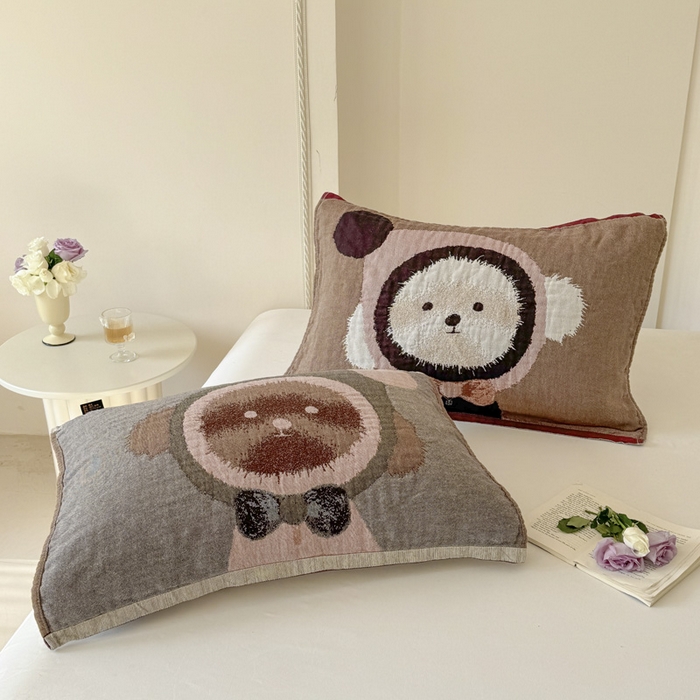 91家纺网 家纺一手货源 找家纺 朴尔家纺-毛巾被 2026新款全棉欣软系列定位四层加厚柔软纱布枕巾 毛毛球