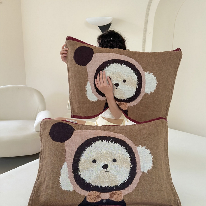 91家纺网 家纺一手货源 找家纺 朴尔家纺-毛巾被 2026新款全棉欣软系列定位四层加厚柔软纱布枕巾 毛毛球