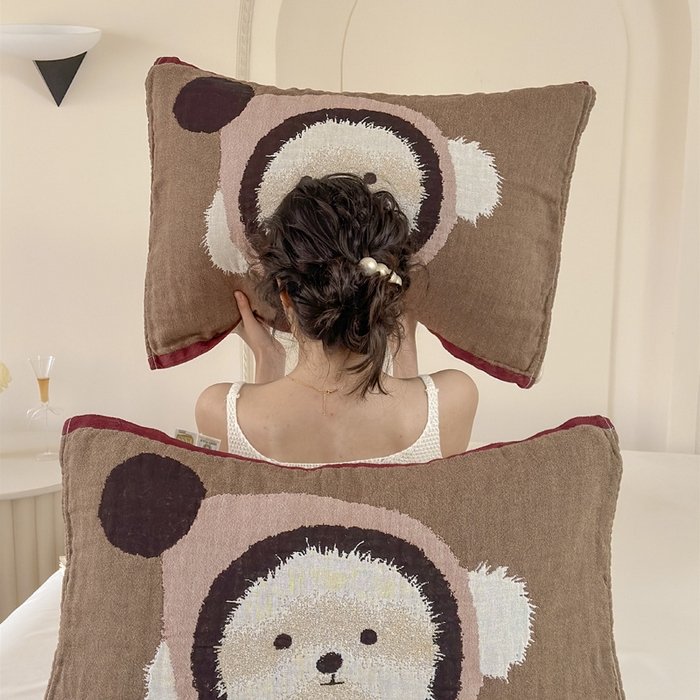 91家纺网 家纺一手货源 找家纺 朴尔家纺-毛巾被 2026新款全棉欣软系列定位四层加厚柔软纱布枕巾 毛毛球