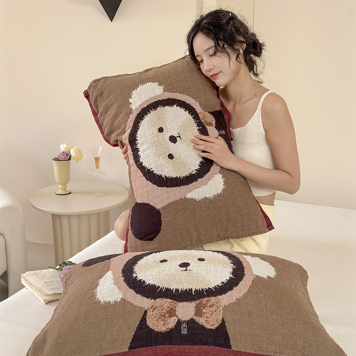 91家纺网 家纺一手货源 找家纺 朴尔家纺-毛巾被 2026新款全棉欣软系列定位四层加厚柔软纱布枕巾 毛毛球