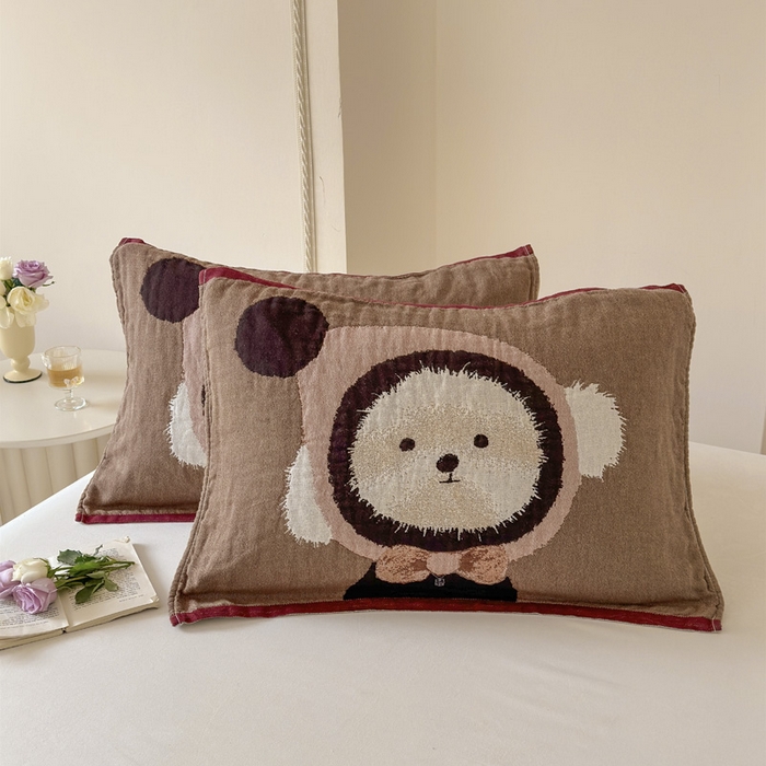 91家纺网 家纺一手货源 找家纺 朴尔家纺-毛巾被 2026新款全棉欣软系列定位四层加厚柔软纱布枕巾 毛毛球