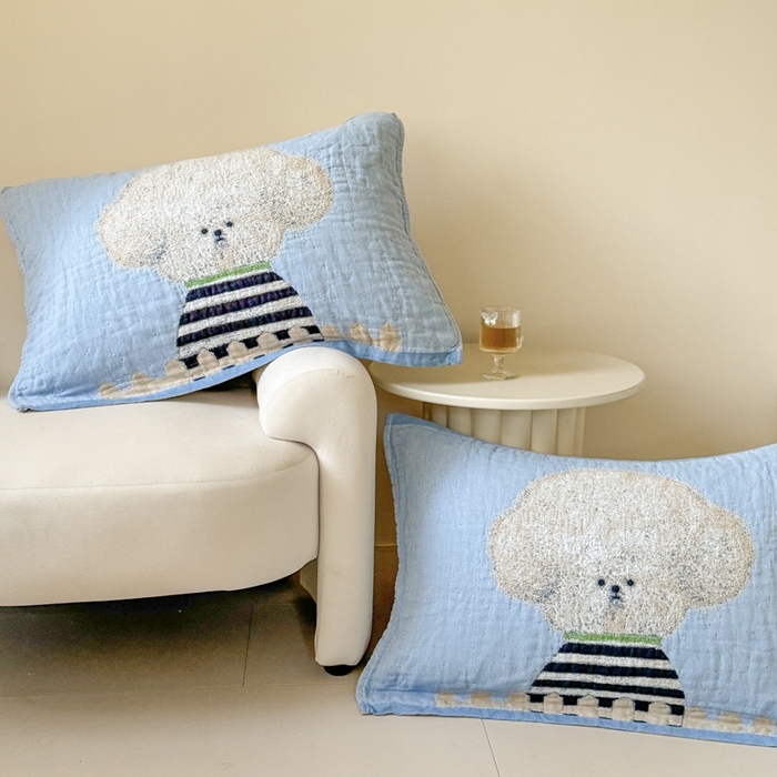 91家纺网 家纺一手货源 找家纺 朴尔家纺-毛巾被 2026新款全棉欣软系列定位四层加厚柔软纱布枕巾 趣味汪