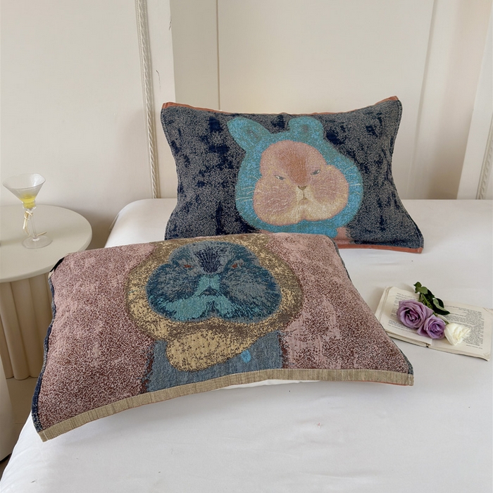 91家纺网 家纺一手货源 找家纺 朴尔家纺-毛巾被 2026新款全棉欣软系列定位四层加厚柔软纱布枕巾 涂鸦兔